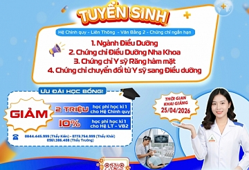 THÔNG BÁO TUYỂN SINH NGÀNH ĐIỀU DƯỠNG CHÍNH QUY, LIÊN THÔNG, VĂN BẰNG 2 VÀ CÁC CHỨNG CHỈ NHA KHOA