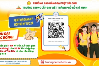 50 SUẤT KÍ TÚC XÁ MIỄN PHÍ -  CƠ HỘI VÀNG CHO TÂN SINH VIÊN ĐẠI VIỆT SÀI GÒN CƠ SỞ THỦ ĐỨC