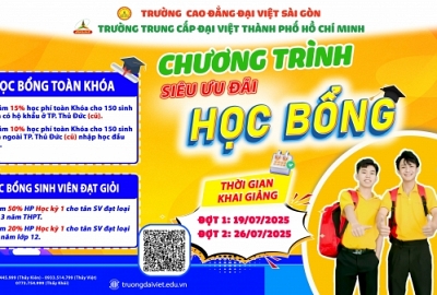 CƠ HỘI VÀNG - CHÍNH SÁCH HỌC BỔNG NĂM 2025 TẠI TRƯỜNG CAO ĐẲNG ĐẠI VIỆT SÀI GÒN!
