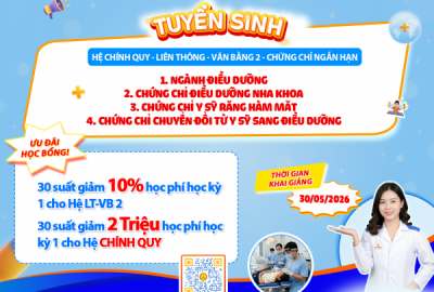 THÔNG BÁO TUYỂN SINH 2026 KHỐI NGÀNH ĐIỀU DƯỠNG – NHA KHOA – CHĂM SÓC SỨC KHỎE