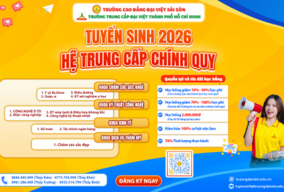 TUYỂN SINH 2026 HỆ TRUNG CẤP CHÍNH QUY – ĐA DẠNG NGÀNH HỌC, NHIỀU HỌC BỔNG, CƠ HỘI VIỆC LÀM CAO