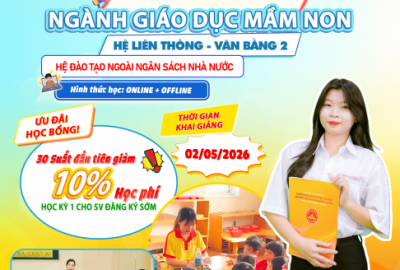TUYỂN SINH NGÀNH GIÁO DỤC MẦM NON 2026 – LIÊN THÔNG VÀ VĂN BẰNG 2, CƠ HỘI PHÁT TRIỂN SỰ NGHIỆP BỀN VỮNG