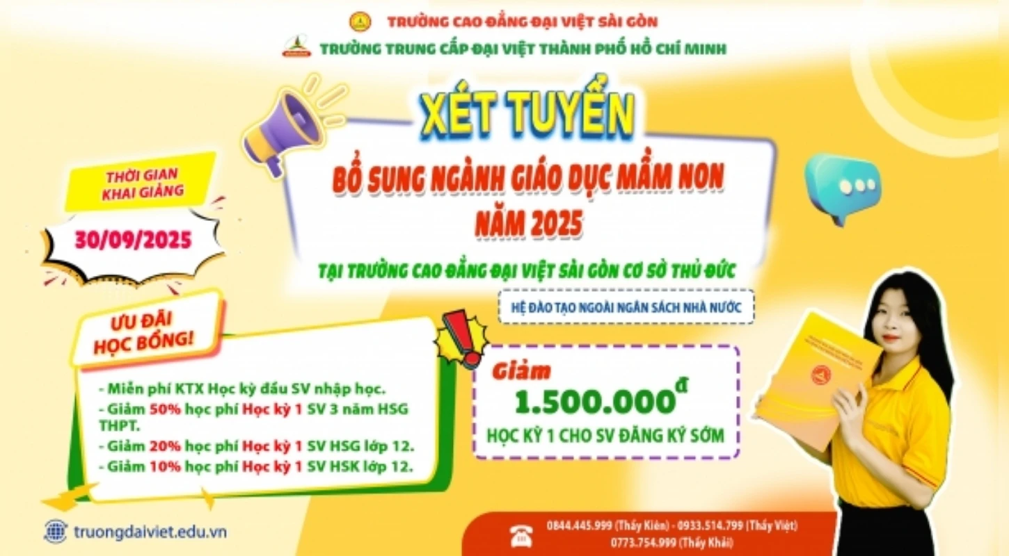 Thông Báo Khai Giảng Ngành Giáo Dục Mầm Non Hệ Cao Đẳng Chính Quy 2025 | Trường Trung Cấp Đại Việt Tp. Hồ Chí Minh