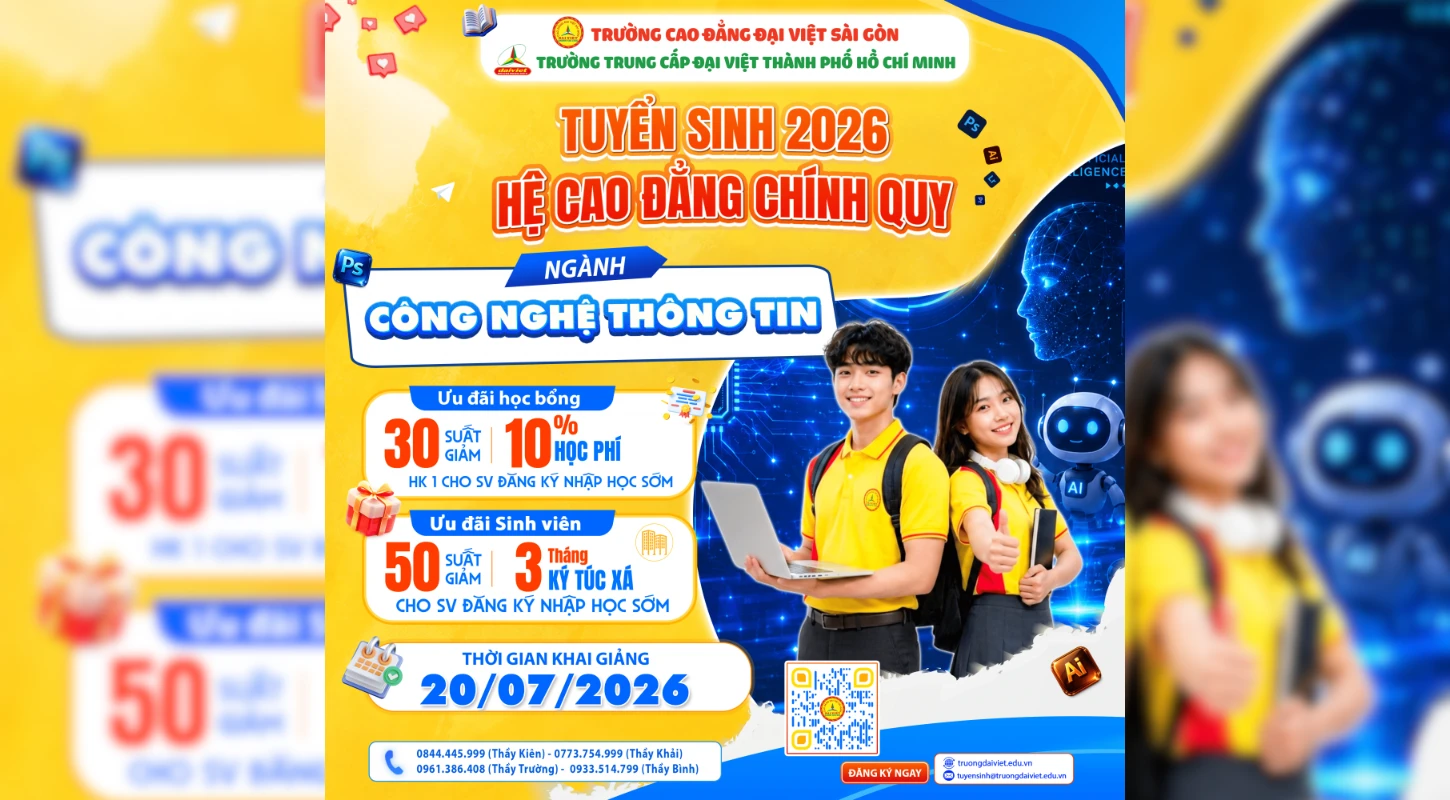 Tuyển Sinh Ngành Công Nghệ Thông Tin 2026 – Bước Đệm Vững Chắc Cho Sự Nghiệp Trong Thời Đại Số | Trường Trung Cấp Đại Việt Tp. Hồ Chí Minh