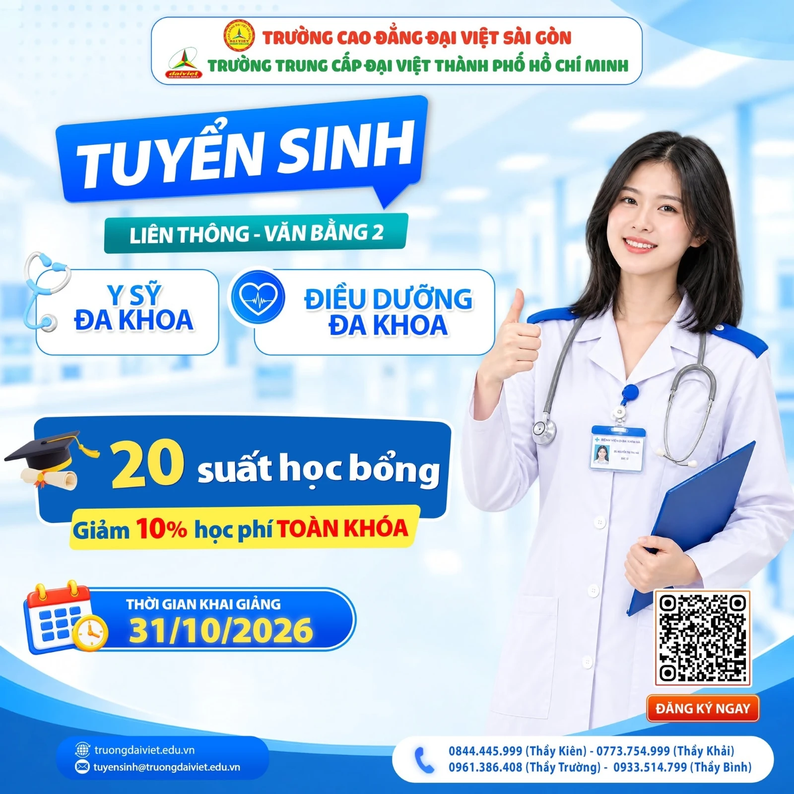 KHAI GIẢNG 31/10 – Y SĨ ĐA KHOA & ĐIỀU DƯỠNG ĐA KHOA | ƯU ĐÃI HỌC PHÍ HẤP DẪN
