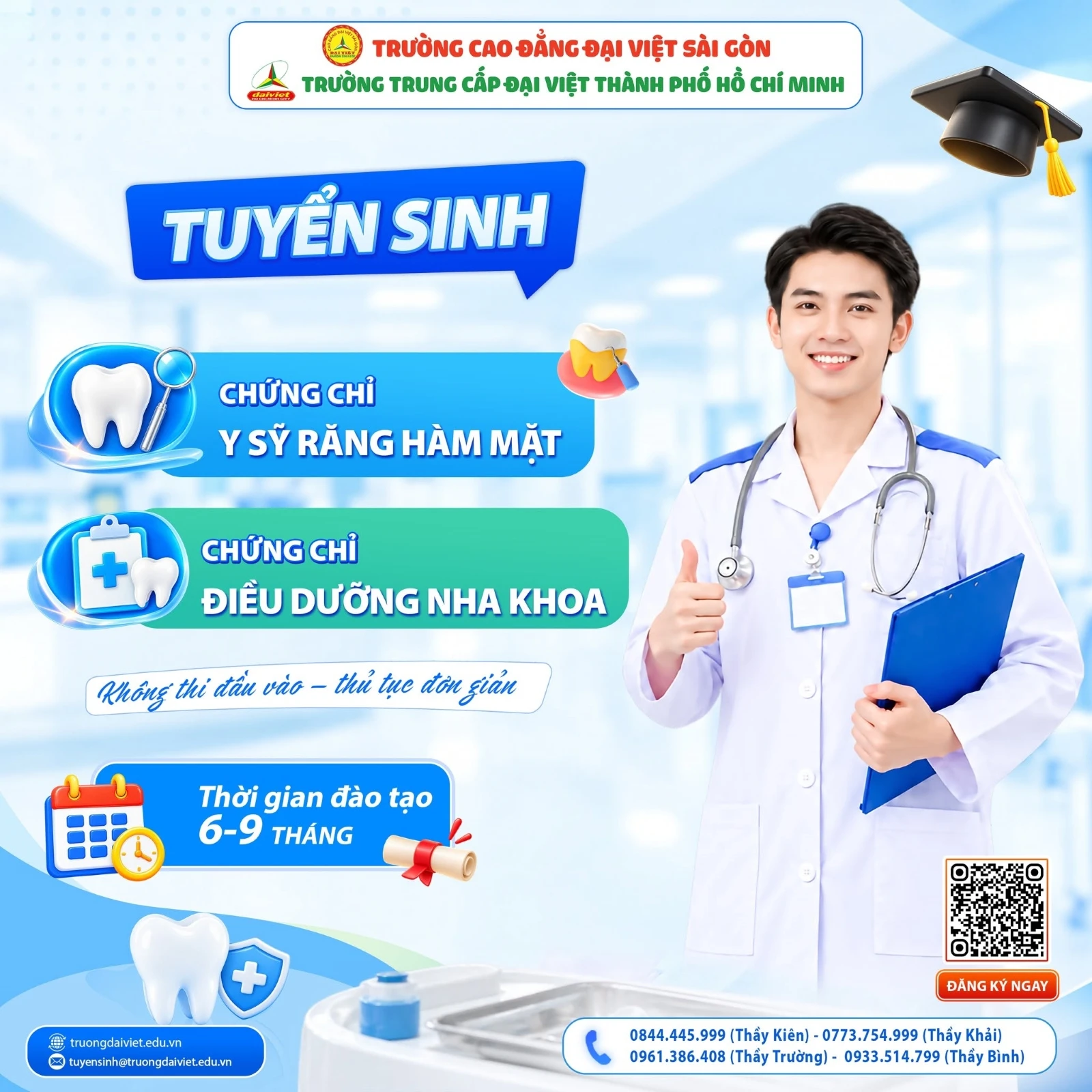 TRƯỜNG CAO ĐẲNG ĐẠI VIỆT SÀI GÒN CƠ SỞ THỦ ĐỨC TUYỂN SINH CHỨNG CHỈ Y SĨ RĂNG HÀM MẶT & ĐIỀU DƯỠNG NHA KHOA